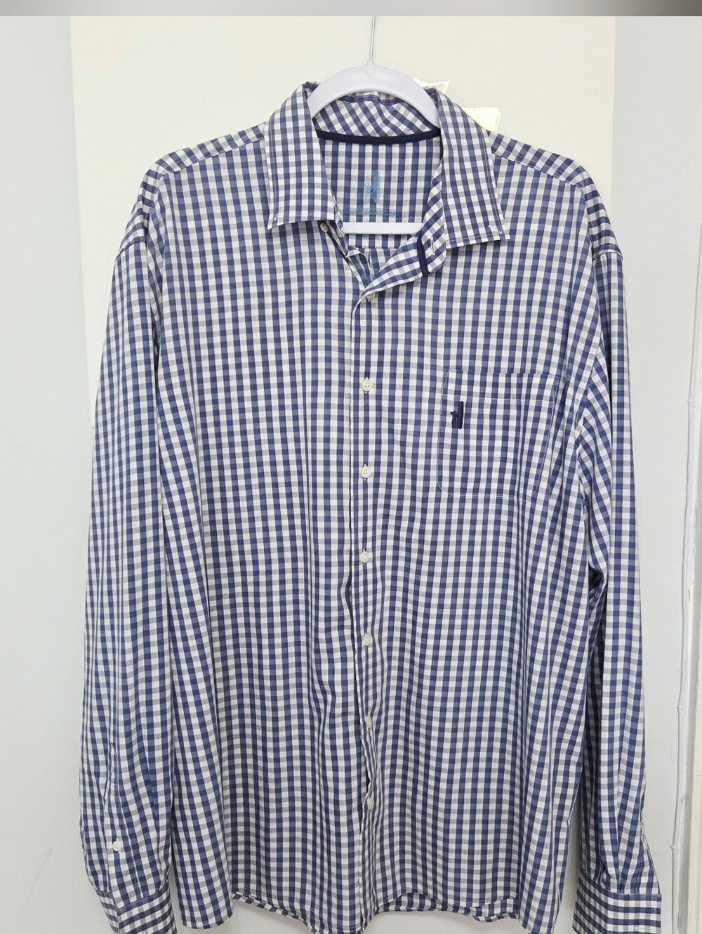 Johnnie-O Blue/White Gingham Button Down Shirt Size XL